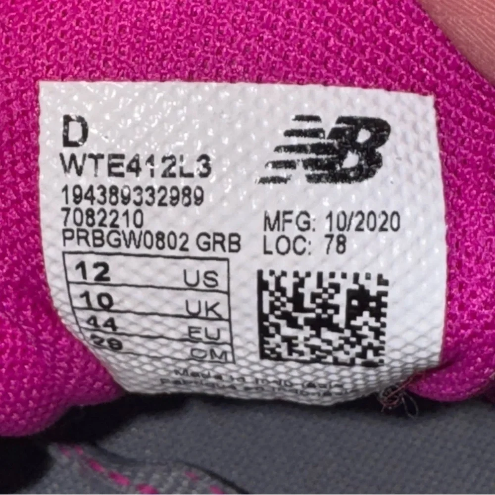 New Balance 412v3 Sneakers All Terrain Unisex WTE412L3 Grey Fuschia Womens 12 D